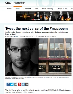 Read CBC Hamilton's story on the #macpoem.