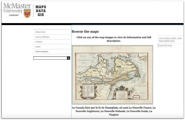 Screen shot of Omeka maps exhibit