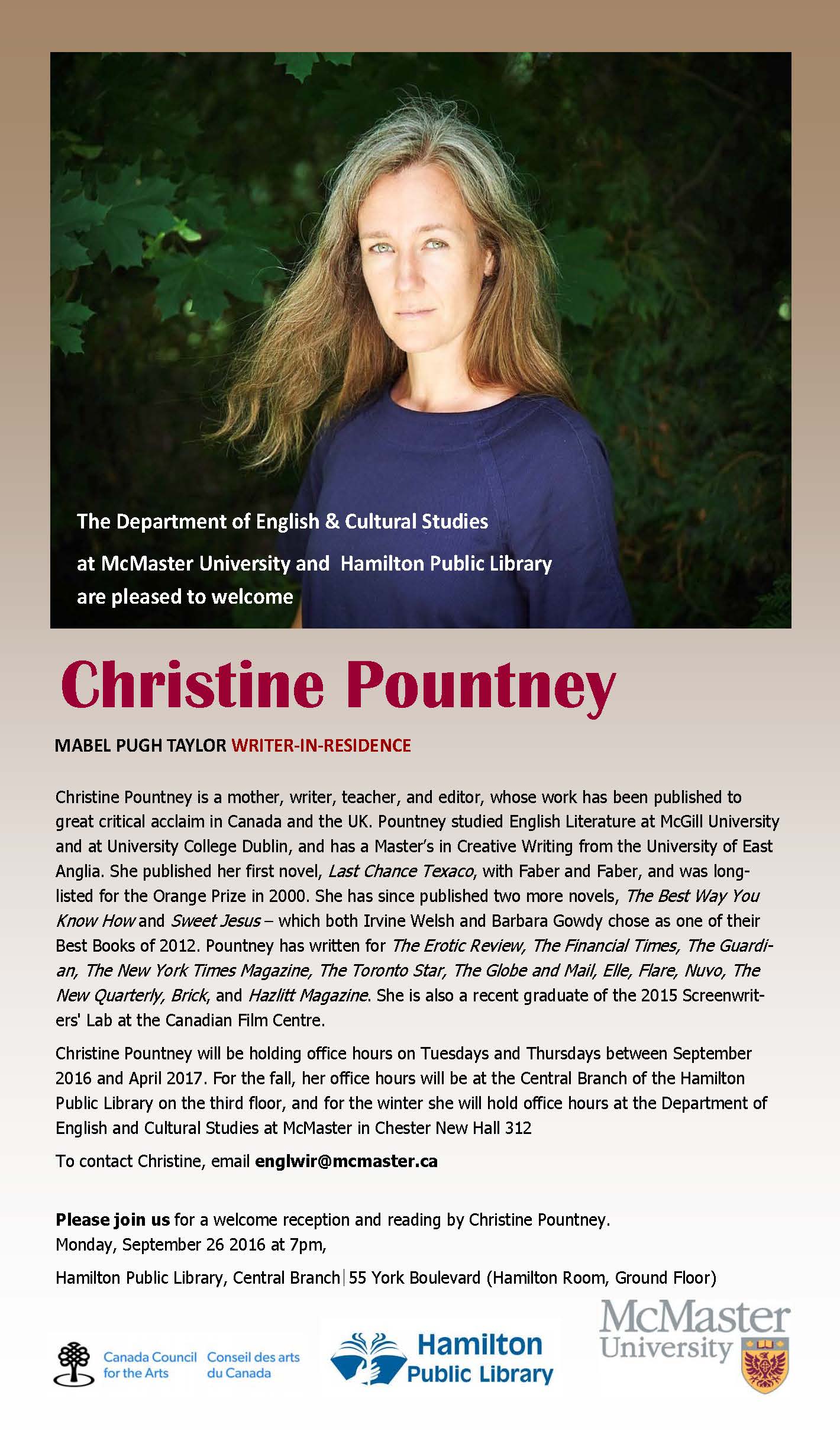 Christine Pountney Writer-in-residence