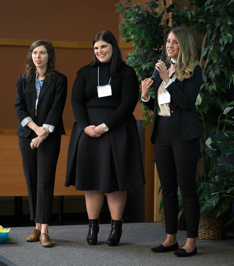 (From left) Brianne Zelinsky, Bianca Colangelo and Kenzie Beatty of team Before 8, were the runners up in the StratComm competition.