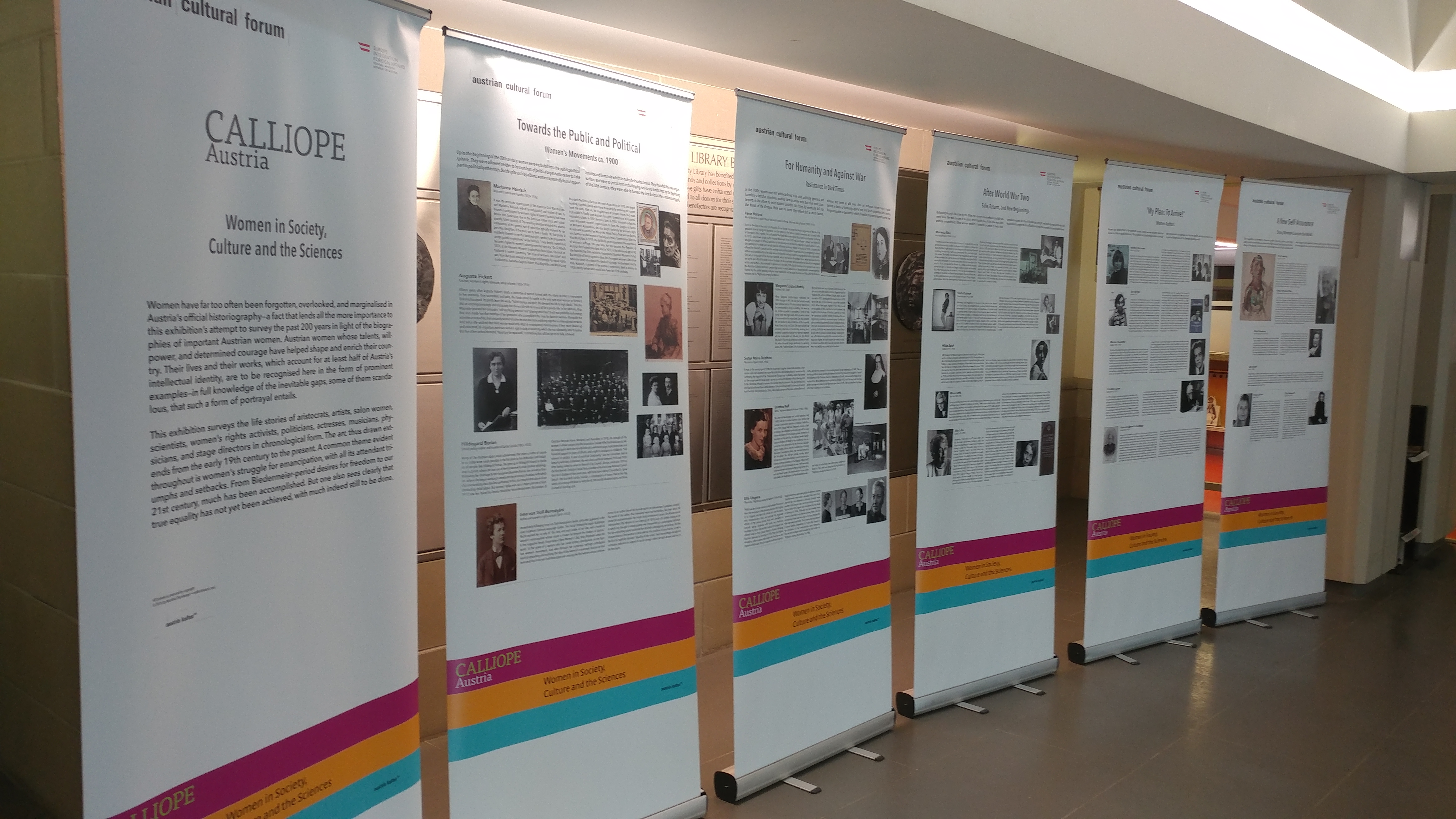 CALLIOPE Austria Exhibit: Women in Society, Culture and the Sciences is currently on display in the lobbies of Mills and Thode libraries.