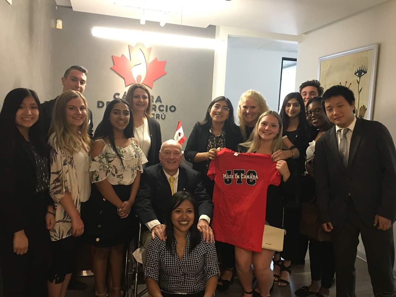 Dhillon and her fellow Junior Team Canada Ambassadors at the Canada/Peru Chamber of Commerce