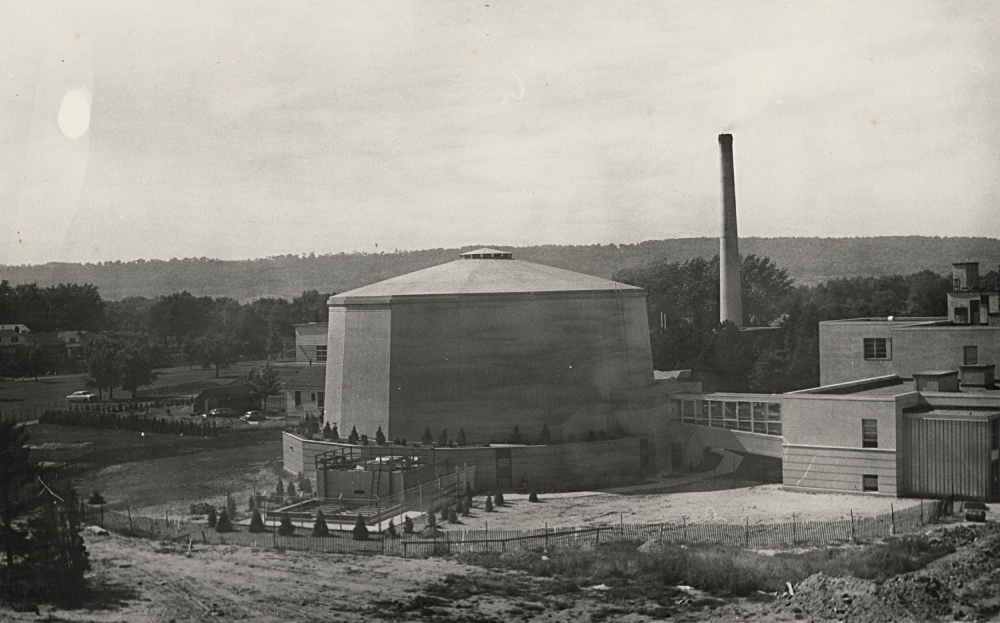 The McMaster Nuclear Reactor shown just after it opened in 1959. This images is from the McMaster University Collection in the Library's William Ready Division of Archives and Research Collections.