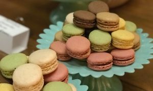 Two plates of macarons