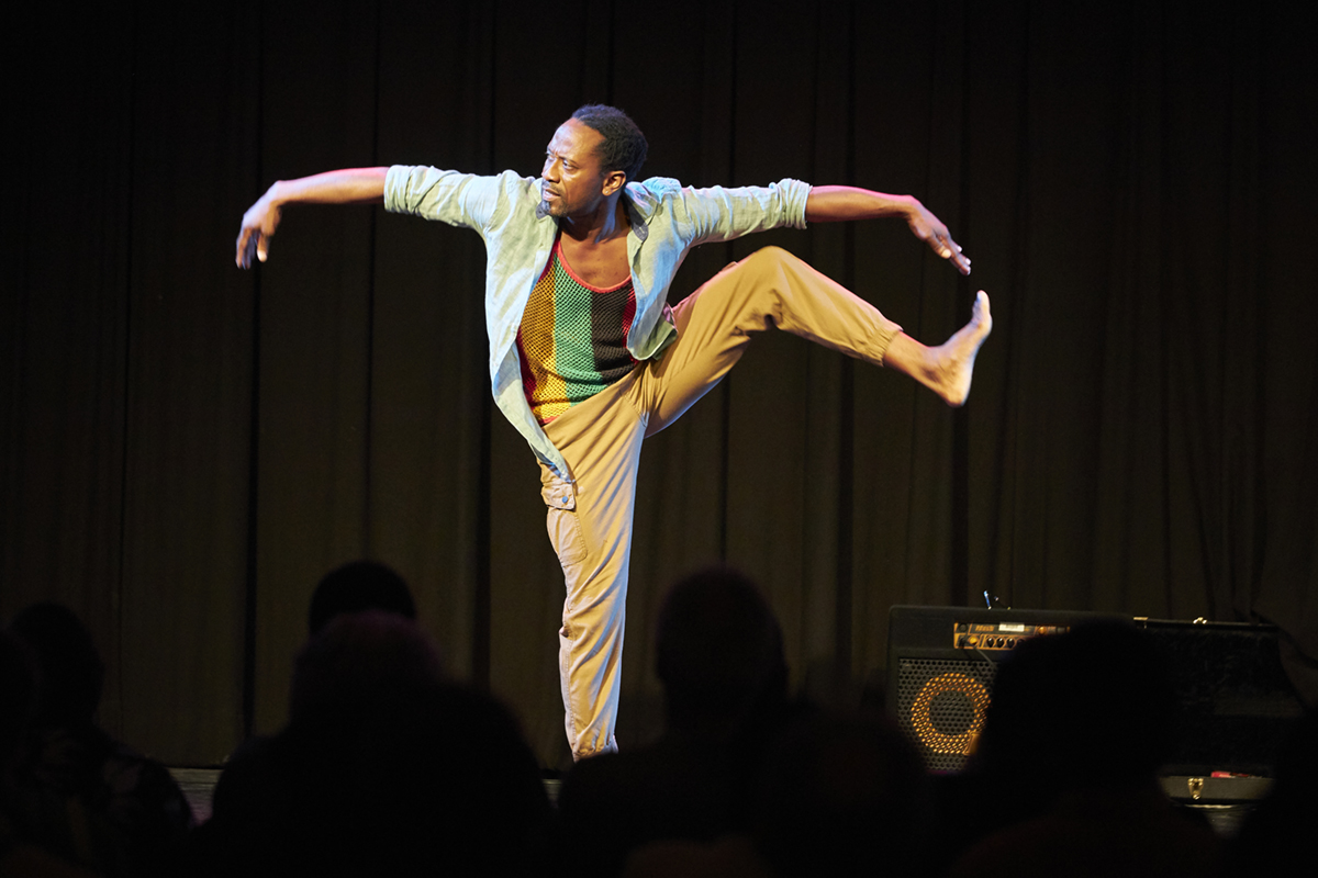 Kevin Ormsby, artistic director of KasheDance Company performs a solo dance inspired by Miss Lou and choreographed specifically for the event. Photo: Harbourfront Centre, Toronto