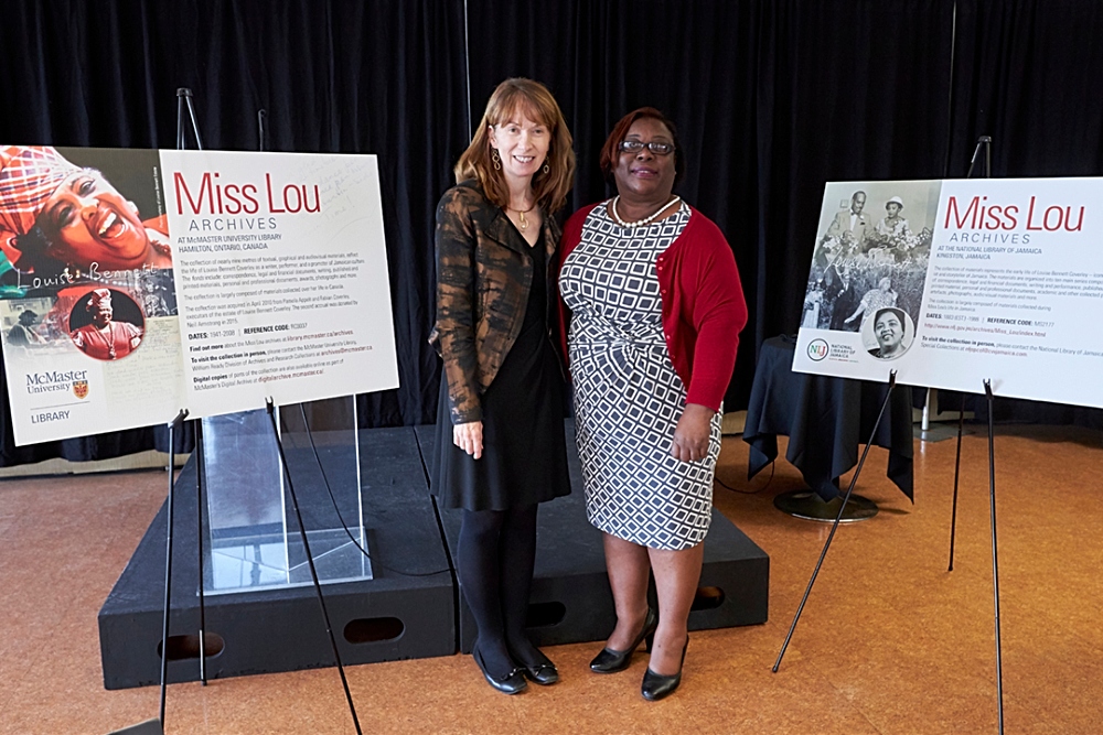From left) McMaster University Librarian, Vivian Lewis and National Librarian of Jamaica, Beverley Lashley.