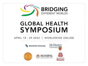 A graphic advertising the Global Health Symposium