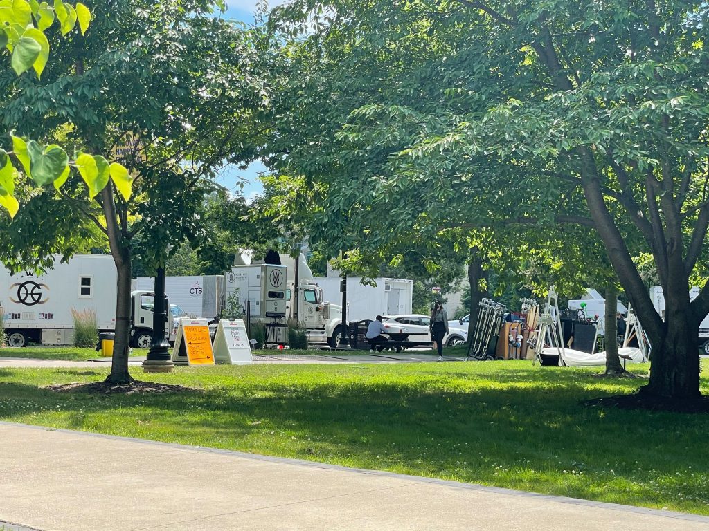 A film crew on McMaster's campus