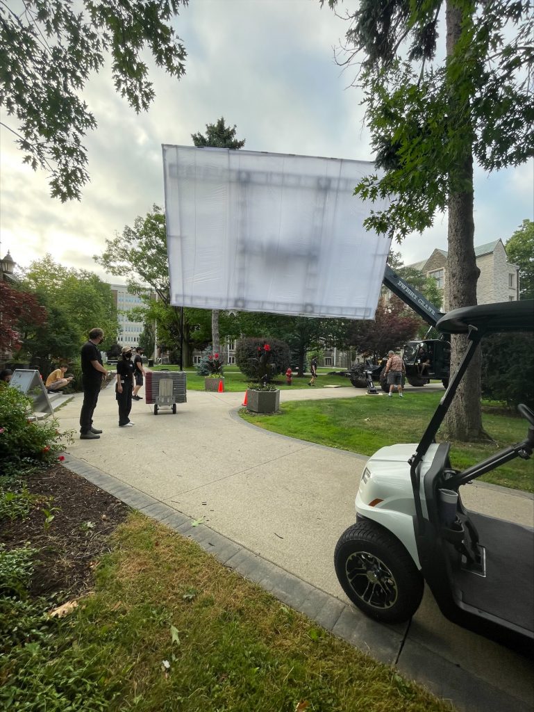 A film crew on McMaster's campus