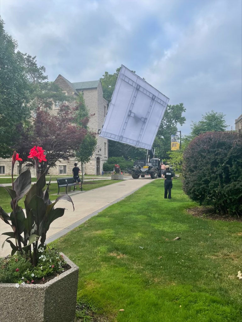 A film crew on McMaster's campus