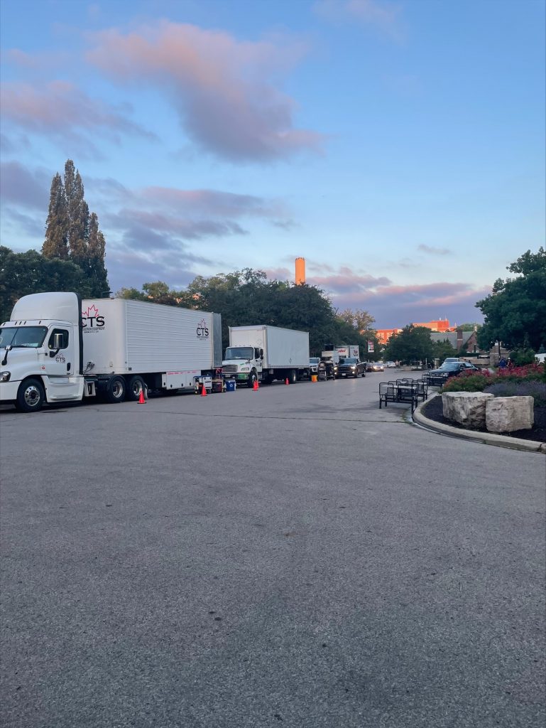 A film crew on McMaster's campus