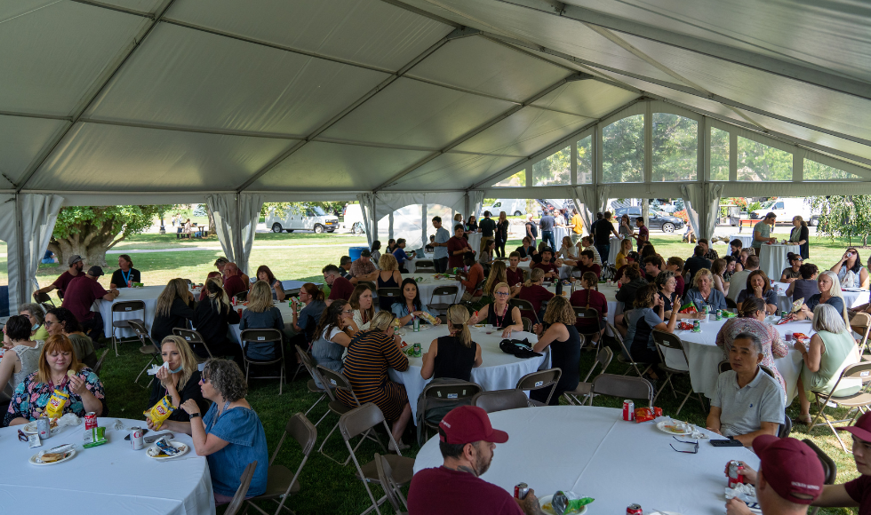 outdoor BBQ scene on campus