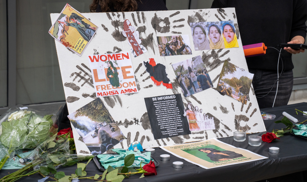 The table display at the McMaster Iranian Students Association vigil 