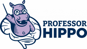 A graphic that reads, 'Professor Hippo' and features a graphic illustration of a hippo with glasses overtop a brain