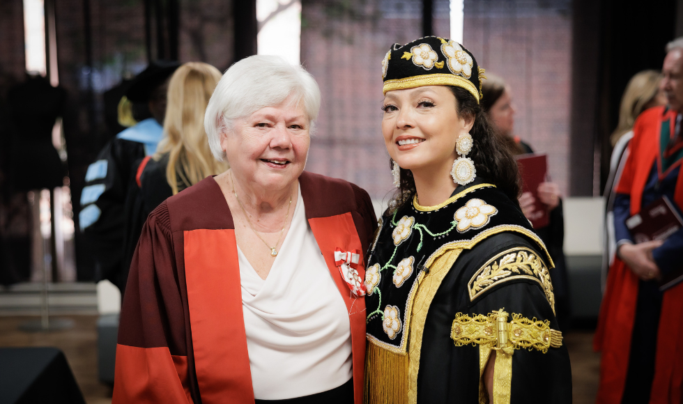 Pat Mandy with Chancellor Santee Smith