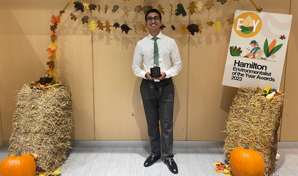 Armaan Kotadia is the winner of the Adam Chiaravalle Post-Secondary Youth Conservation Award (photo courtesy Armaan Kotadia). 