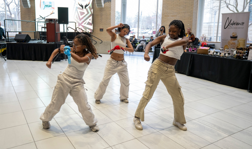 three women dance at BHM at Mac launch event 2024
