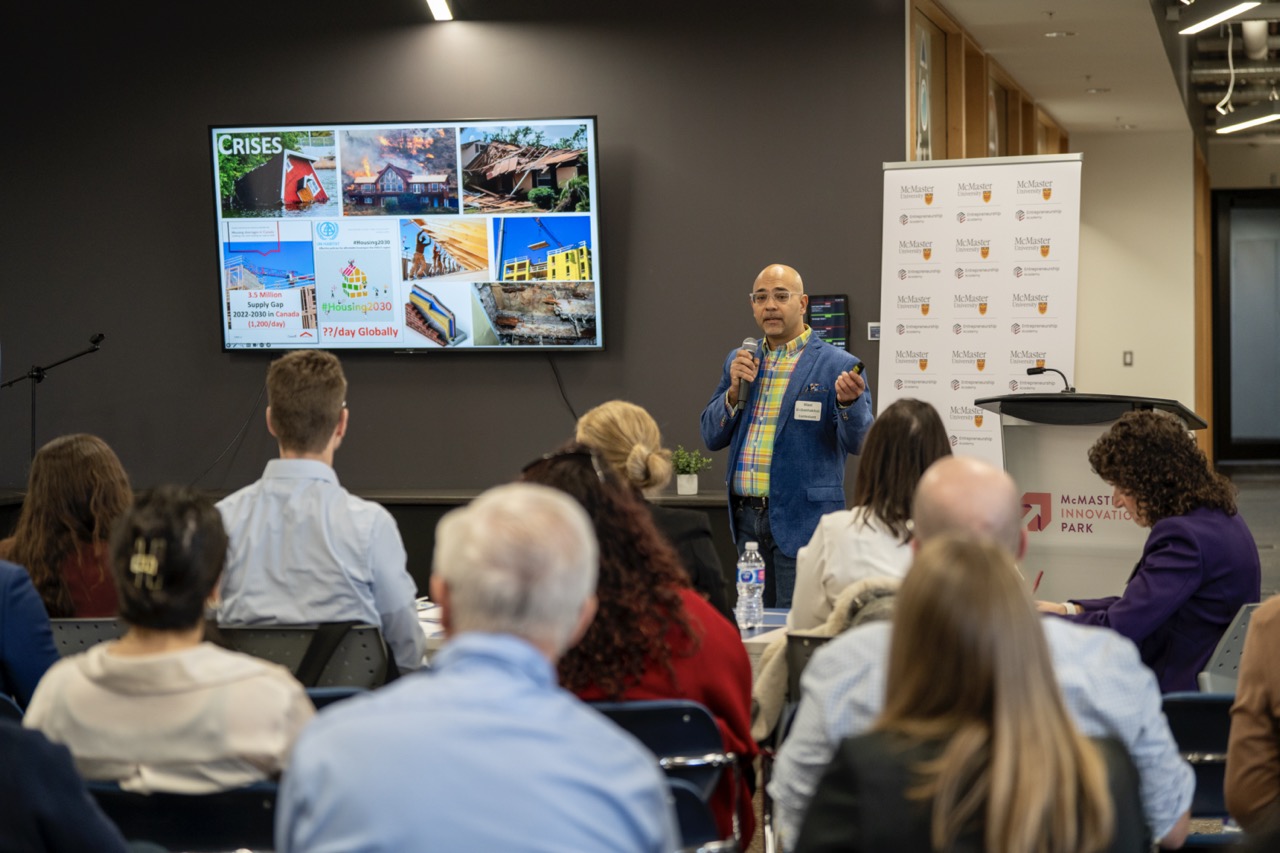 Professor of civil engineering, Wael El-Dakhakhni, showcases his venture which is focused on developing affordable rapid-construction net zero housing systems.