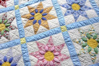 Panels of a hand-crafted quilt