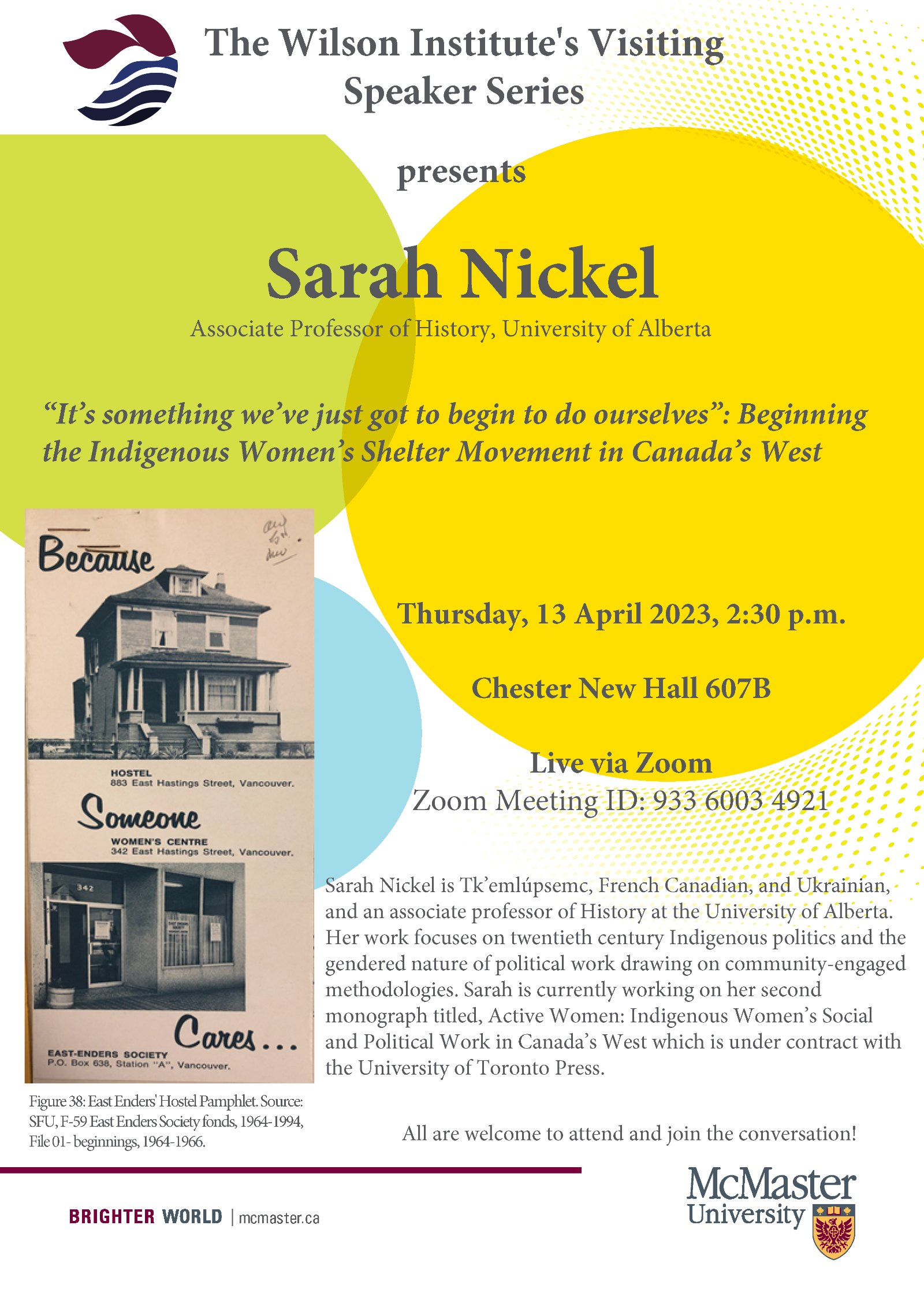 A graphic advertising a Wilson Institute Visiting Speaking Series event