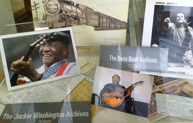 Artifacts belonging to Bruce Cockburn, renowned conductor Boris Brott, local blues great Jackie Washington and award-winning singer/song-writer Ian Thomas are featured in a JUNO week exhibit drawn from materials contained in the McMaster University Library archives.