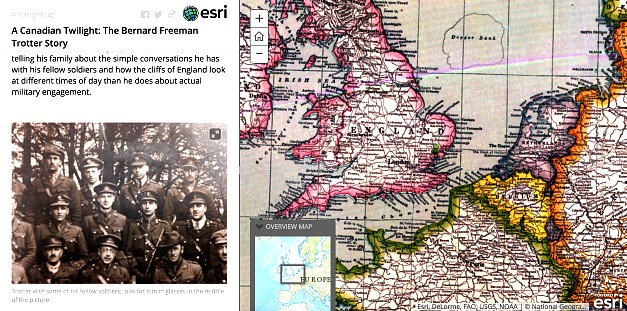 In HUMAN 2DH3 Introduction to Digital Humanities, students fused text, images and multimedia content with maps from the Library’s extensive WW1 maps collection to explore the lives of four prominent figures that experienced World War One