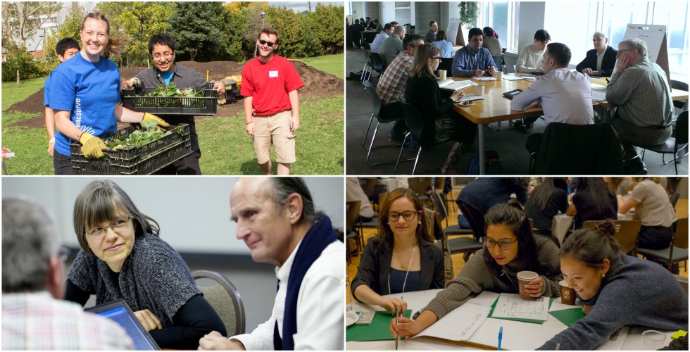 Collage of images from community engagement activities at McMaster