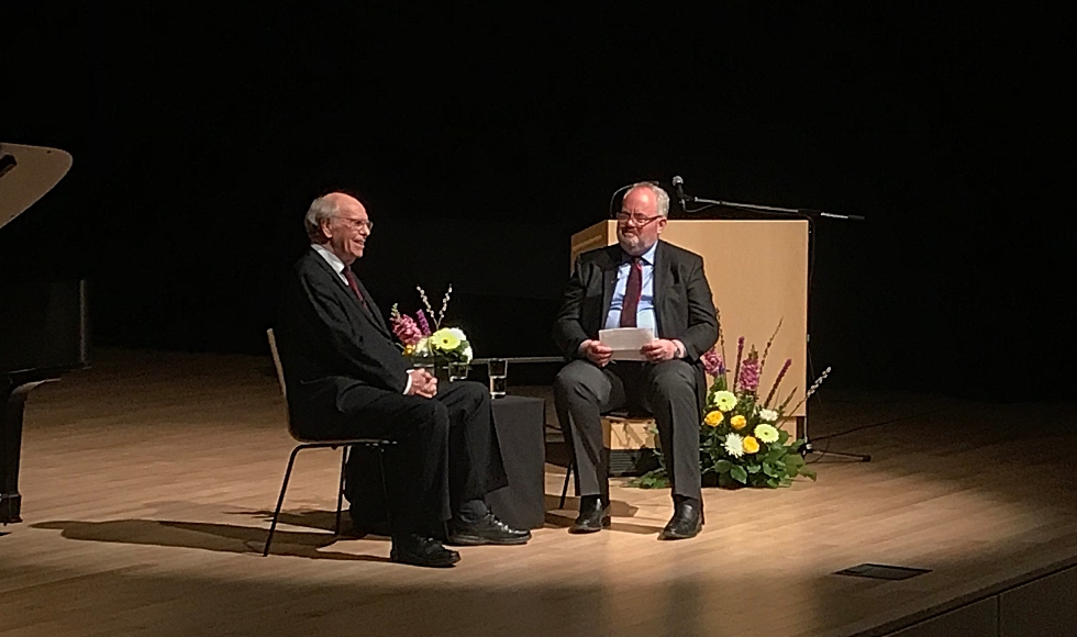 Wade Hemsworth, media relations manager and author, recently interviewed professor emeritus Alan Walker (left) on his critically acclaimed new biography 