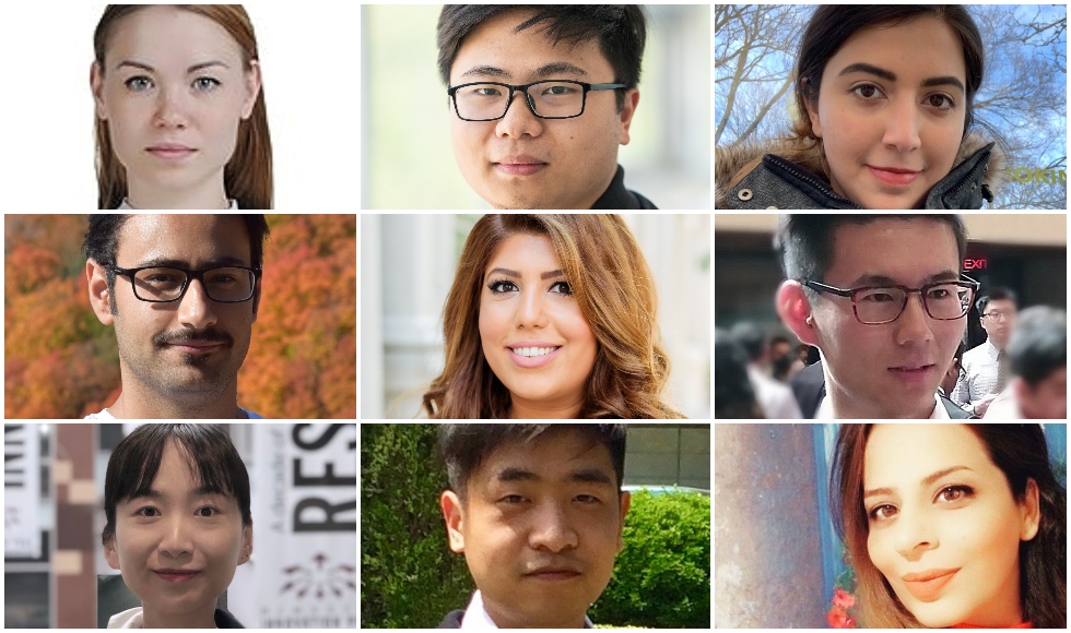 The 2020 MacData Fellows. Top row, from left: Gaisha Orlova, Pengxiao Xhou, Leila Mousapour. Middle row, from left: Iman Sadeghi, Mahdis Kamali, Jianpeng Liu. Bottom row, from left: Yujiao Hao, Jing Wang, Somayeh Ghazalbash.