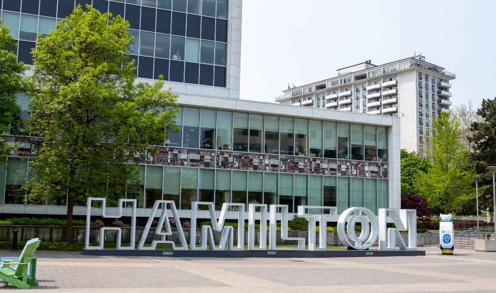 A view of the Hamilton sign outside Hamilton City Hall