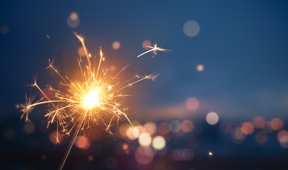 A sparkler against a dark sky