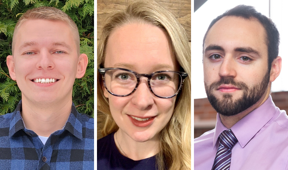 Headshots of graduate students Sergei Filiasov, Cassandra D’Amore and Nicholas Simard.