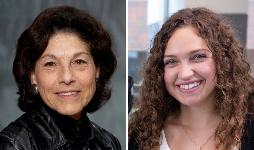 Headshots of two smiling women.