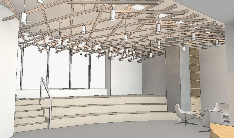 A rendering of plans for part of the new event and collaborative learning space in Toronto.