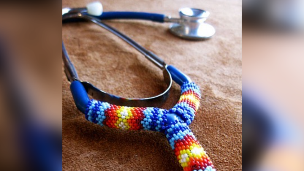 A stethoscope with beading on it