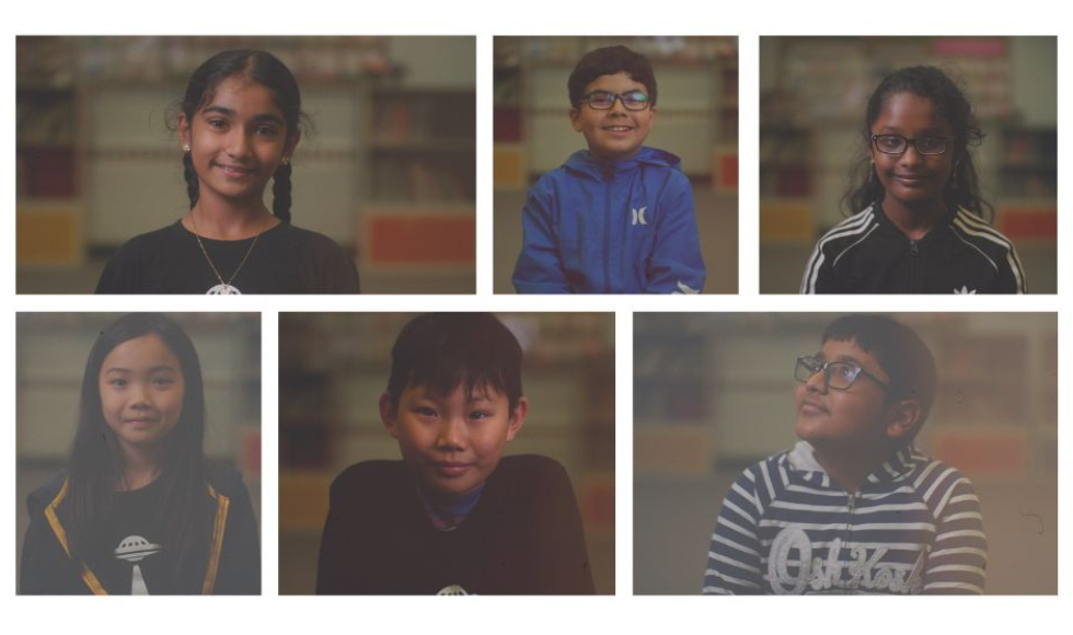 A collage of pictures of six elementary-aged children