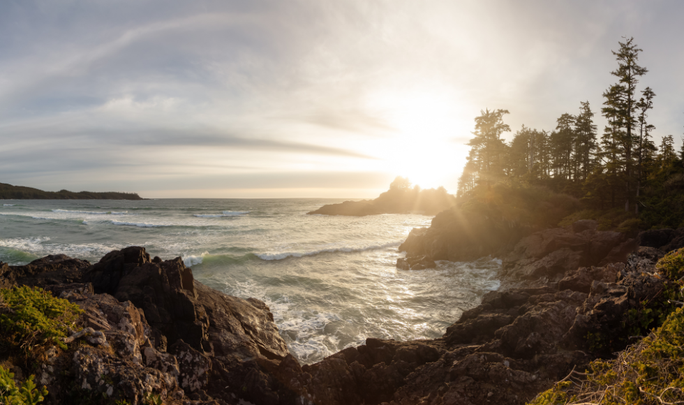 A Canadian seaside horizon at sunrise or sunset