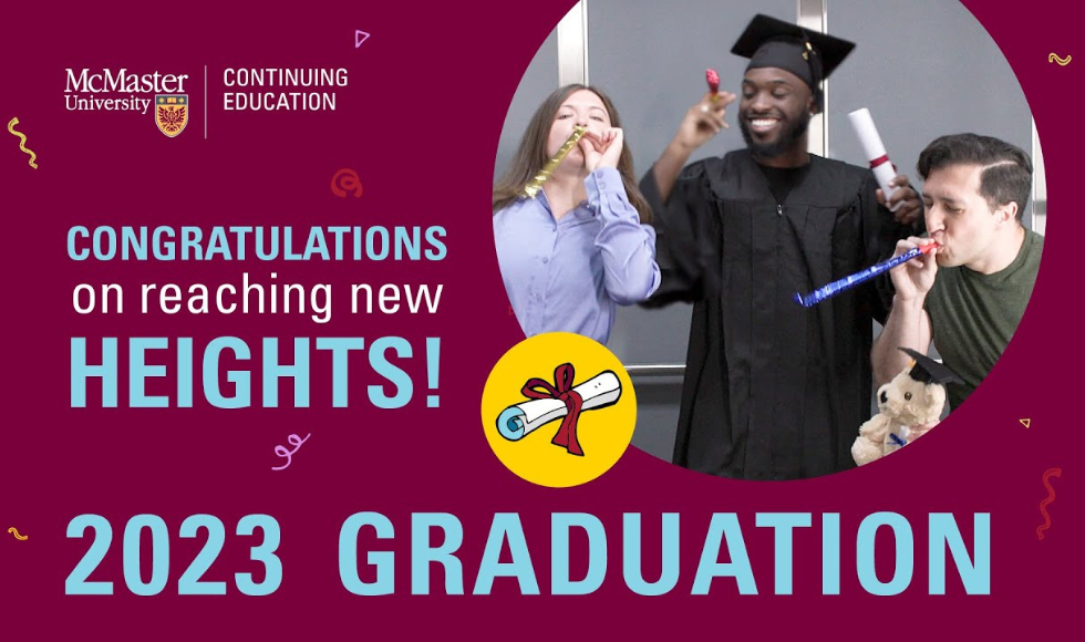 image of graduates celebrating, with congratulatory text on the image.
