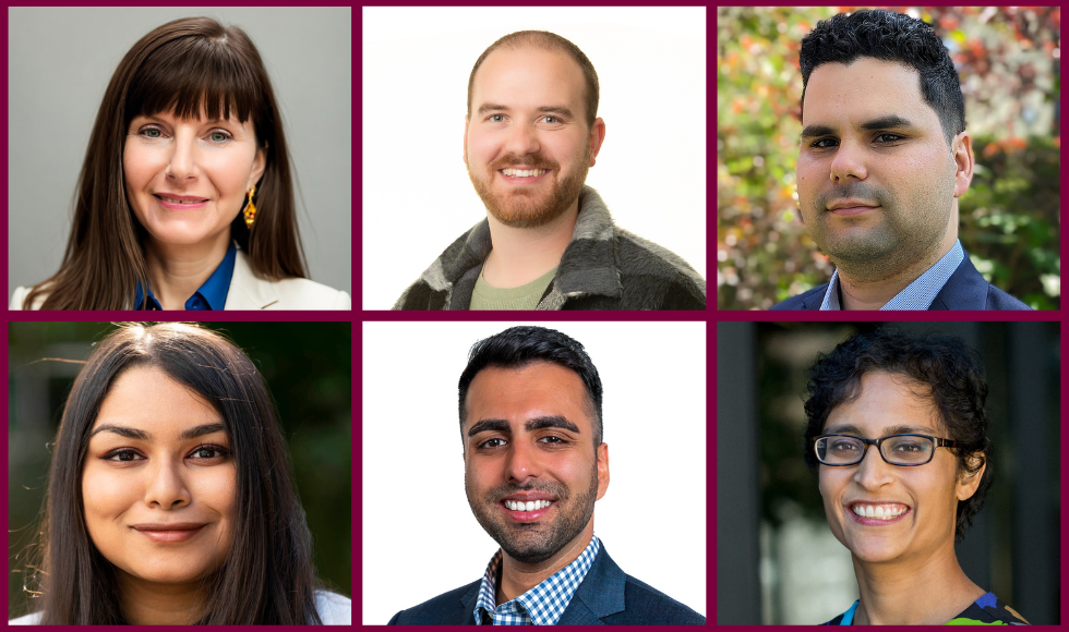 A grid of six people's headshots laid out in two rows of three.