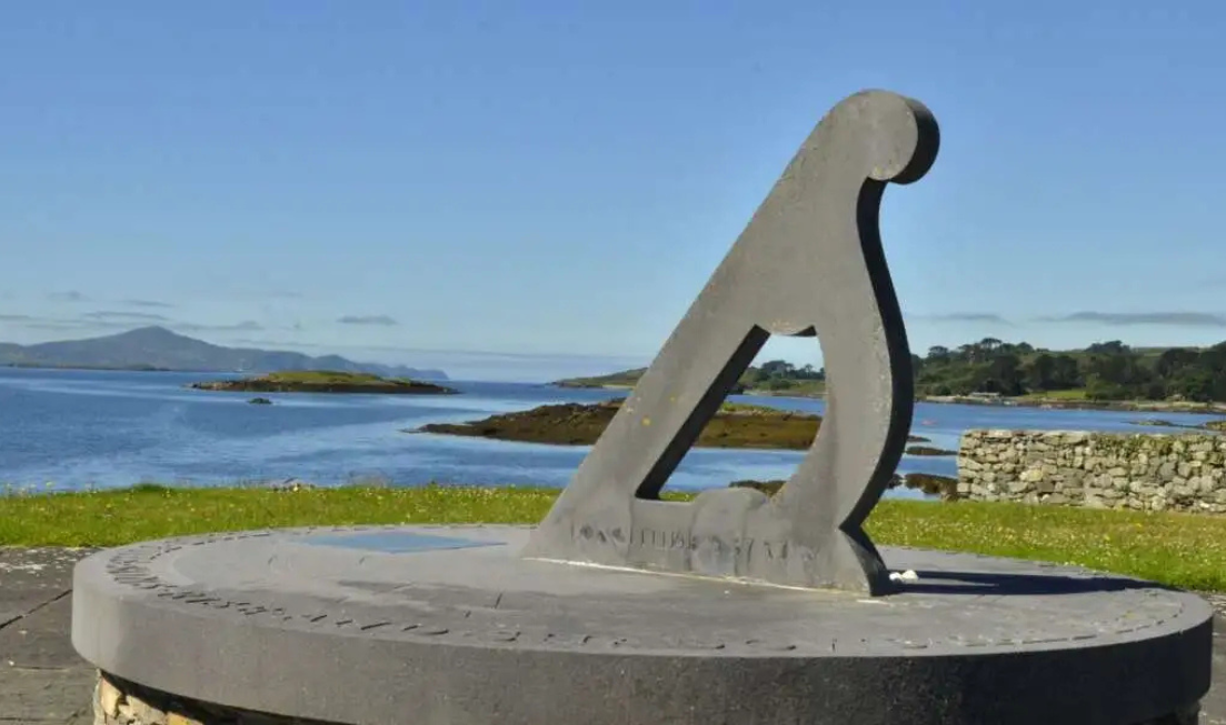A large sundial on the shores of Ireland — this is the Ahakista memorial site for the Air India Victims.