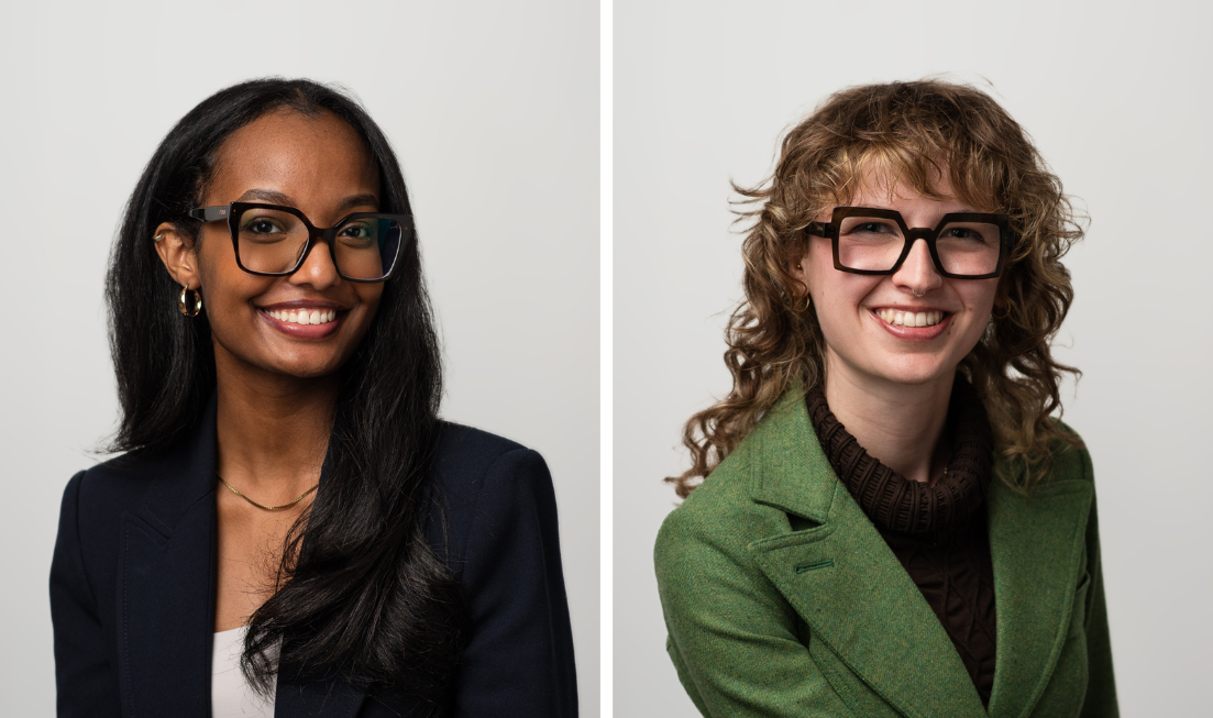 Headshots of Alador Bereketab and Emily Nobes