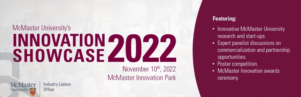 A graphic advertisement for the McMaster Innovation Showcase